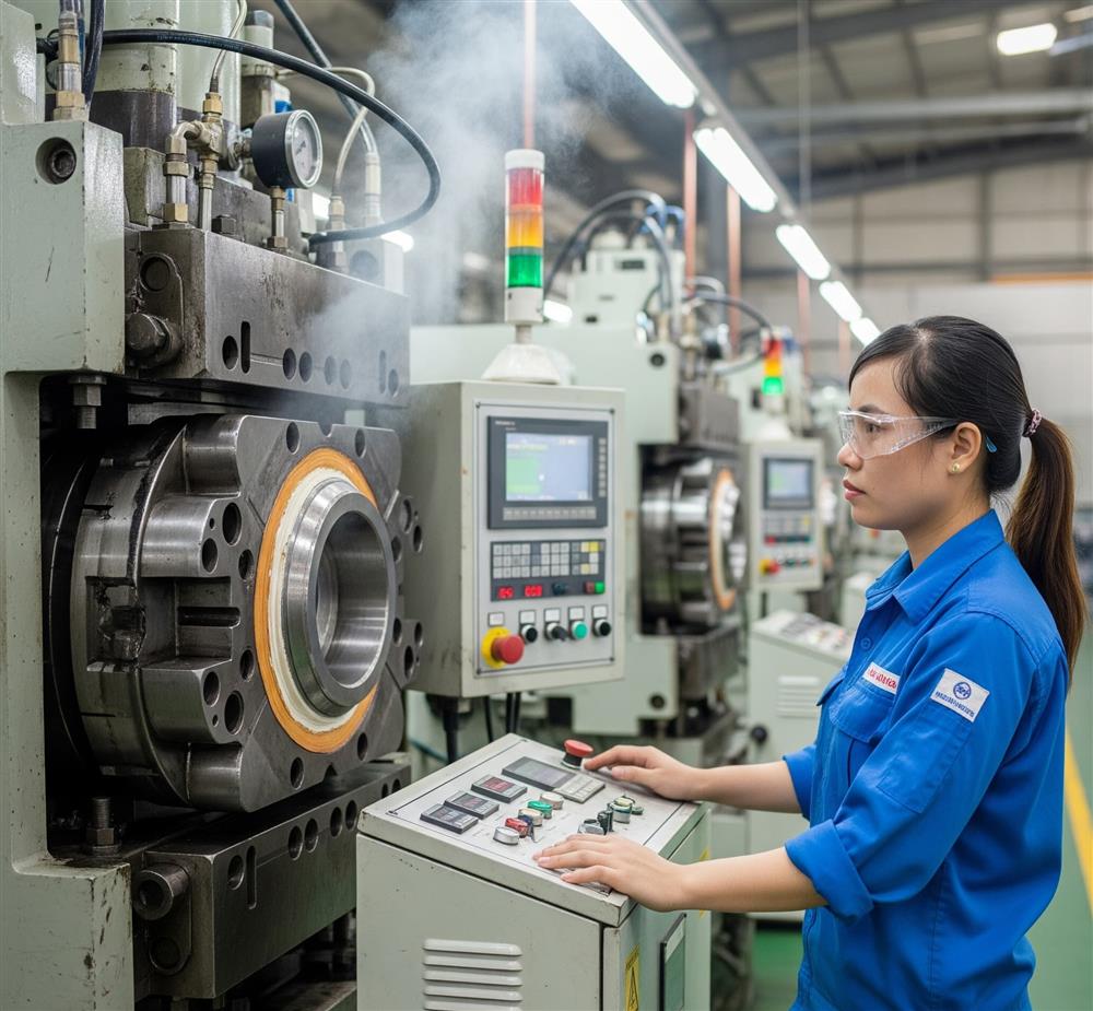 ép và lưu hóa cao su